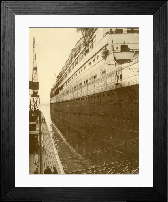 Framed Print : View of Starboard Side of the Majestic As She Entered the Floating Dry Dock, c1930 Framed Print : View of Starboard Side of the Majestic As She Entered the Floating Dry Dock, c1930