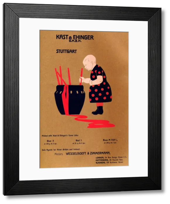 Framed Print : Kast & Ehinger G. M. B. H. Stuttgart - printed with Blue 3, Red 1 and Rose M 7125 1 / 2, 1909 Framed Print : Kast & Ehinger G. M. B. H. Stuttgart - printed with Blue 3, Red 1 and Rose M 7125 1 / 2, 1909