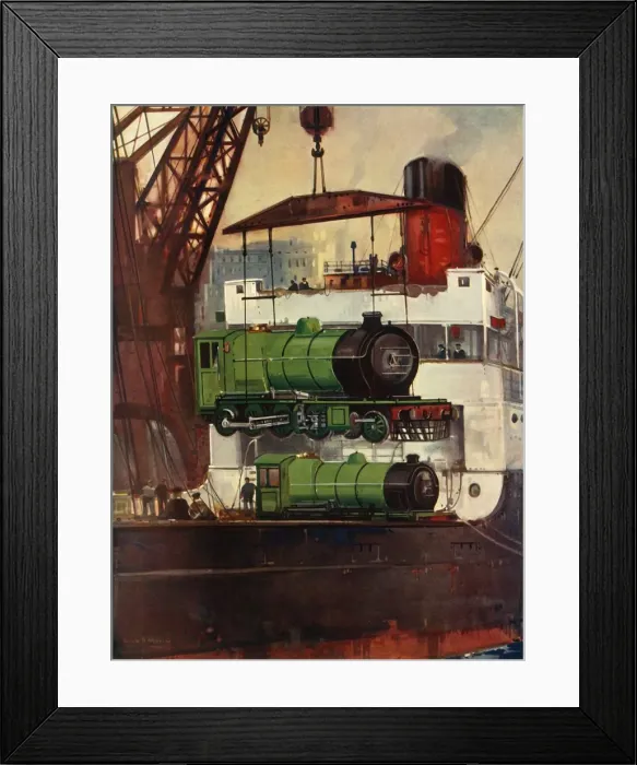 Framed Print : Shipping Locomotives, c1930. Creator: Unknown Framed Print : Shipping Locomotives, c1930. Creator: Unknown