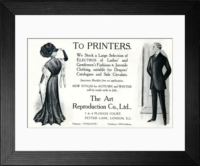 Framed Print : To Printers - The Art Reproduction Co. Ltd advertisement, 1909. Creator: Unknown Framed Print : To Printers - The Art Reproduction Co. Ltd advertisement, 1909. Creator: Unknown