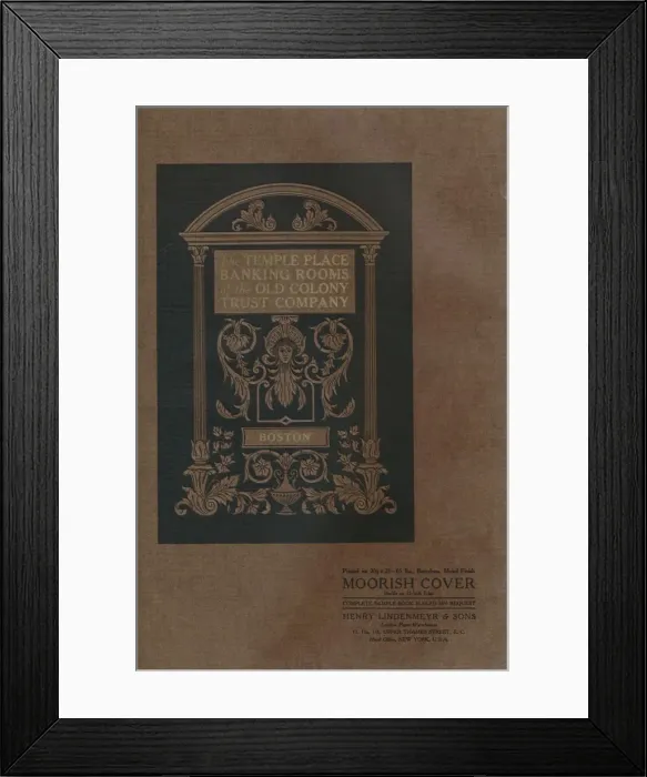 Framed Print : The Temple Place Banking Rooms of the Old Colony Trust Company - Moorish Cover, 1909 Framed Print : The Temple Place Banking Rooms of the Old Colony Trust Company - Moorish Cover, 1909
