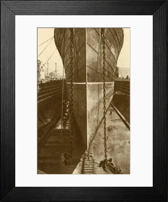 Framed Print : The Mauretania in Dry Dock, c1930. Creator: H. Aslin Framed Print : The Mauretania in Dry Dock, c1930. Creator: H. Aslin