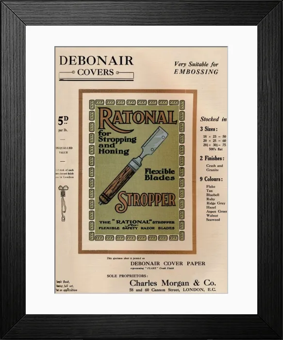 Framed Print : Debonair Covers - Ratonal Stropper Razor Blades, 1909. Creator: Unknown Framed Print : Debonair Covers - Ratonal Stropper Razor Blades, 1909. Creator: Unknown