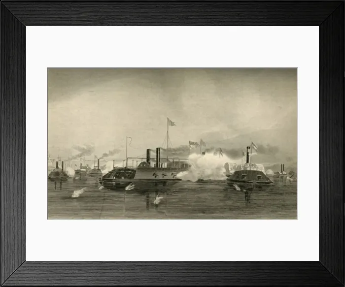 Framed Print : Action of the Gunboats at Memphis, (1878). Creator: Unknown Framed Print : Action of the Gunboats at Memphis, (1878). Creator: Unknown