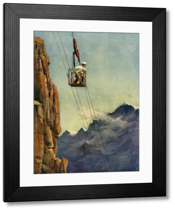 Framed Print : Engineers at Work on a Mountain Ropeway, c1930. Creator: Francis E Hiley Framed Print : Engineers at Work on a Mountain Ropeway, c1930. Creator: Francis E Hiley