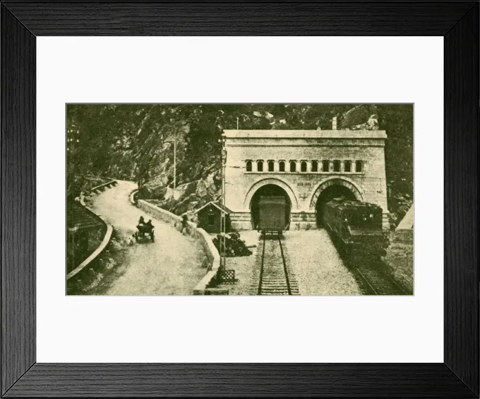 Framed Print : Entrance of the Simplon Tunnel (12 1 / 2 Miles Long) Connecting Switzerland and Italy, c1930 Framed Print : Entrance of the Simplon Tunnel (12 1 / 2 Miles Long) Connecting Switzerland and Italy, c1930