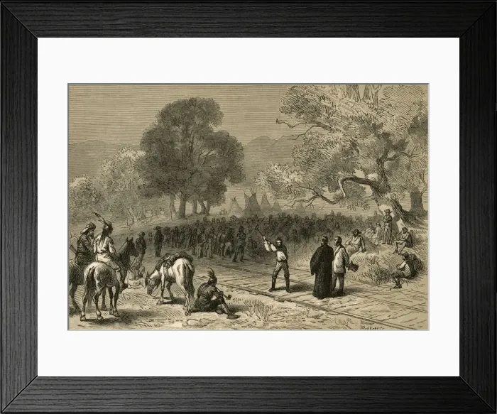 Framed Print : Completion of the Pacific Railroad, (1878). Creator: Albert Bobbett Framed Print : Completion of the Pacific Railroad, (1878). Creator: Albert Bobbett