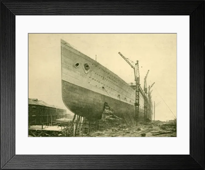 Framed Print : The Aquitania on the Stocks, c1930. Creator: John Brown & Company Framed Print : The Aquitania on the Stocks, c1930. Creator: John Brown & Company