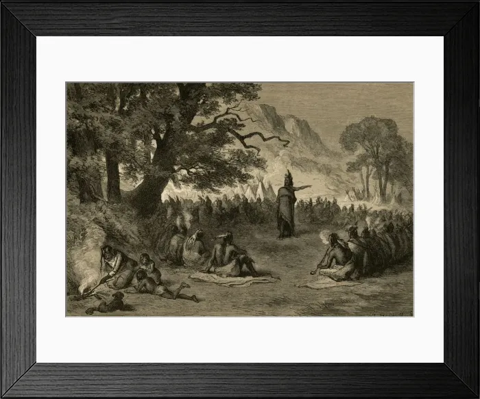 Framed Print : Pontiac in Council, (1877). Creator: Albert Bobbett Framed Print : Pontiac in Council, (1877). Creator: Albert Bobbett