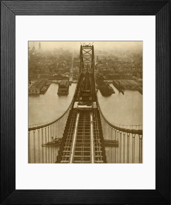 Framed Print : The Delaware River Suspension Bridge, c1930. Creator: Unknown Framed Print : The Delaware River Suspension Bridge, c1930. Creator: Unknown