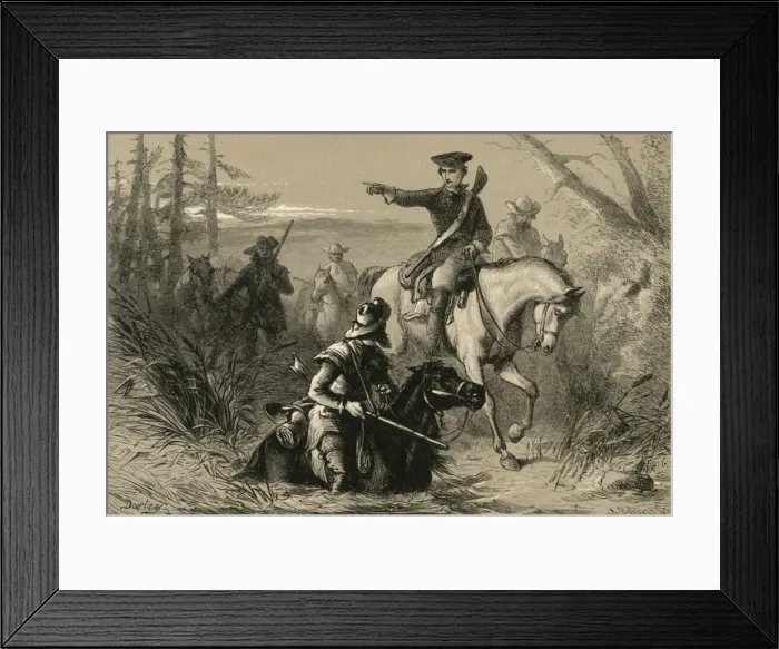 Framed Print : Major Washington on his Mission to the French Commander, (1877). Creator: Albert Bobbett Framed Print : Major Washington on his Mission to the French Commander, (1877). Creator: Albert Bobbett
