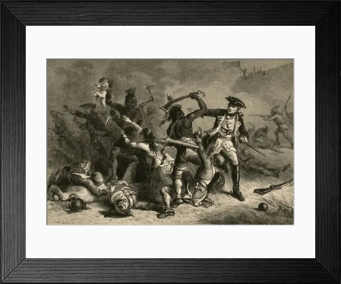 Framed Print : Montcalm Trying To Stop The Massacre, (1877). Creator: Albert Bobbett Framed Print : Montcalm Trying To Stop The Massacre, (1877). Creator: Albert Bobbett
