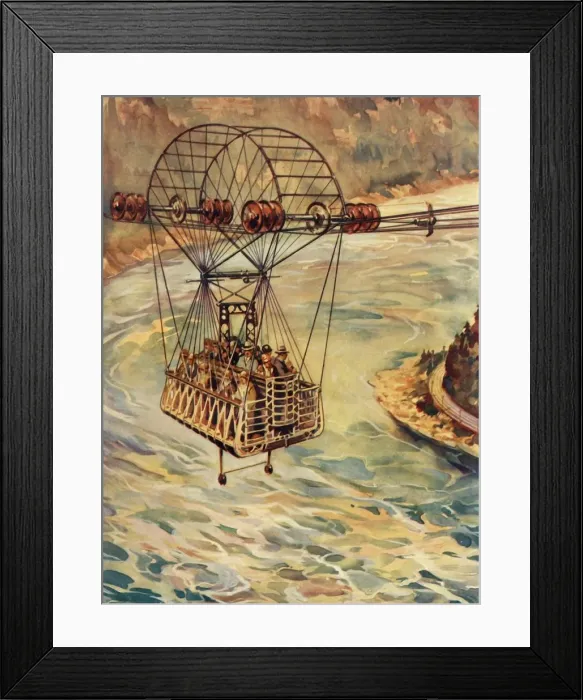 Framed Print : Crossing The Niagara Falls By Cable Car, c1930. Creator: Unknown Framed Print : Crossing The Niagara Falls By Cable Car, c1930. Creator: Unknown