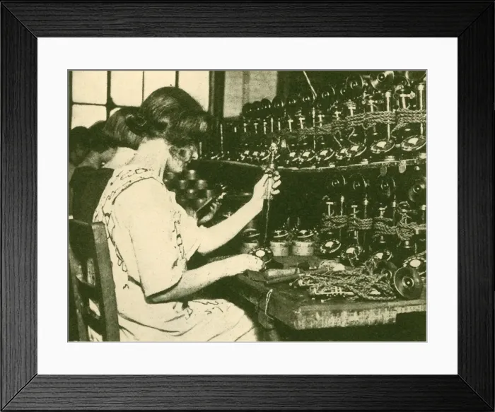 Framed Print : Assembling the New Automatic Telephones Ready for Distribution to Subscribers, c1930 Framed Print : Assembling the New Automatic Telephones Ready for Distribution to Subscribers, c1930