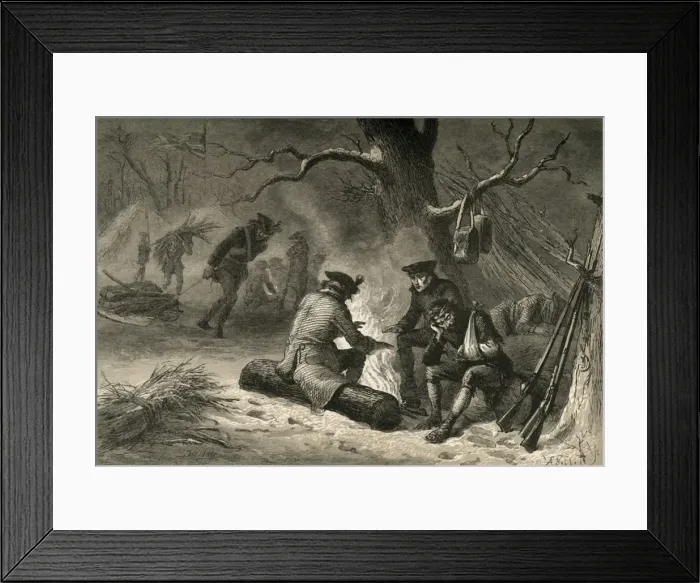 Framed Print : The American Troops at Valley Forge, 1877. Creator: Albert Bobbett Framed Print : The American Troops at Valley Forge, 1877. Creator: Albert Bobbett