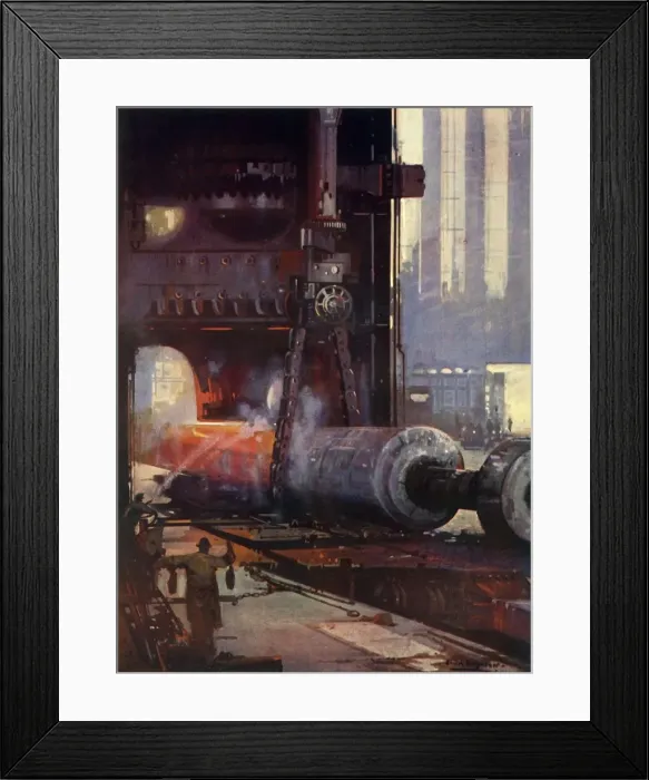 Framed Print : Forging a Propeller Shaft for a Large Liner, c1930. Creator: Unknown Framed Print : Forging a Propeller Shaft for a Large Liner, c1930. Creator: Unknown