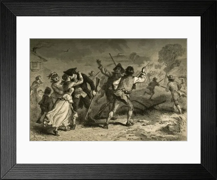 Framed Print : Concord - The First Blow for Liberty, (1877). Creator: Albert Bobbett Framed Print : Concord - The First Blow for Liberty, (1877). Creator: Albert Bobbett