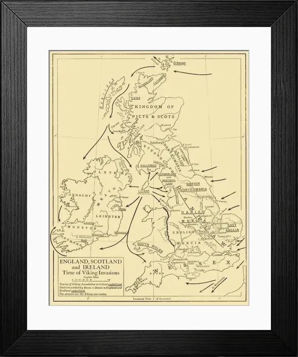 Framed Print : England, Scotland and Ireland - Time of Viking Invasions, 1926. Creators: Unknown Framed Print : England, Scotland and Ireland - Time of Viking Invasions, 1926. Creators: Unknown