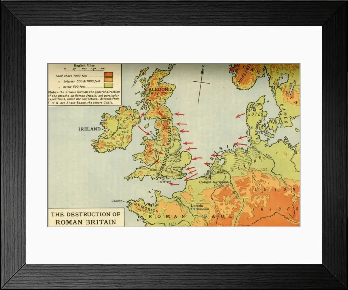 Framed Print : The Destruction of Roman Britain, 1926. Creators: Unknown, Emery Walker Ltd Framed Print : The Destruction of Roman Britain, 1926. Creators: Unknown, Emery Walker Ltd