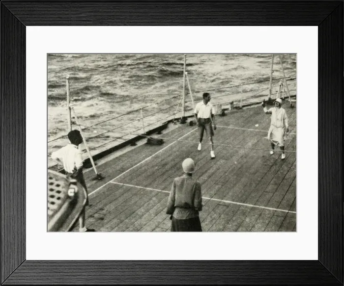 Framed Print : Their Majesties, in a Game of Deck Quoits on Deck of H. M. S. Renown, 1927, 1937 Framed Print : Their Majesties, in a Game of Deck Quoits on Deck of H. M. S. Renown, 1927, 1937