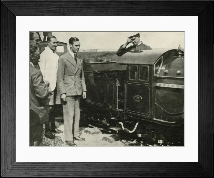 Framed Print : His Majesty Inspecting The Miniature Railway at New Romney, Kent, 1926, 1937. Creator: Unknown Framed Print : His Majesty Inspecting The Miniature Railway at New Romney, Kent, 1926, 1937. Creator: Unknown