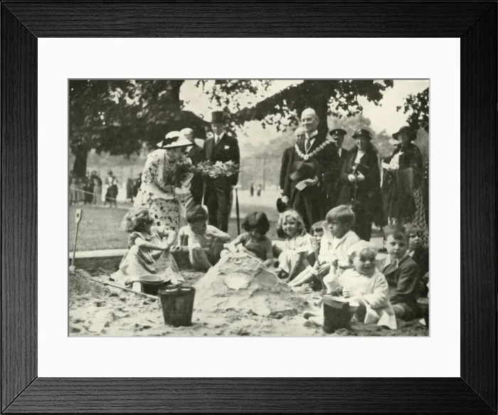 Framed Print : Her Majesty... at the New Playground on the Site of the Old Foundling Hospital, 1936, 1937 Framed Print : Her Majesty... at the New Playground on the Site of the Old Foundling Hospital, 1936, 1937