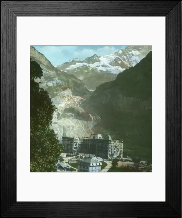 Framed Print : Bear Hotel, glacier and Fiescherhorn, Grindelwald, Switzerland, late 19th-early 20th century Framed Print : Bear Hotel, glacier and Fiescherhorn, Grindelwald, Switzerland, late 19th-early 20th century