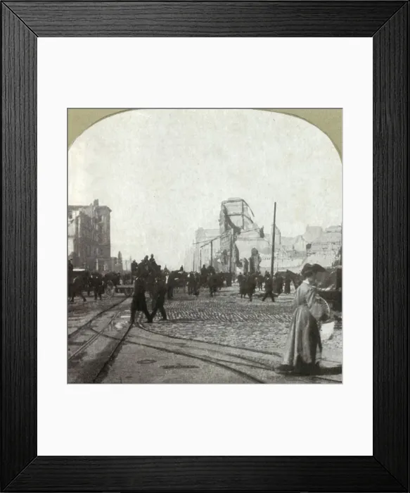 Framed Print : Market St. from ferry depot - Chronicle and Call buildings in distance, 1906. Creator: Unknown Framed Print : Market St. from ferry depot - Chronicle and Call buildings in distance, 1906. Creator: Unknown