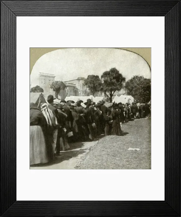 Framed Print : Forming bread line at Jefferson Square, 1906. Creator: Unknown Framed Print : Forming bread line at Jefferson Square, 1906. Creator: Unknown