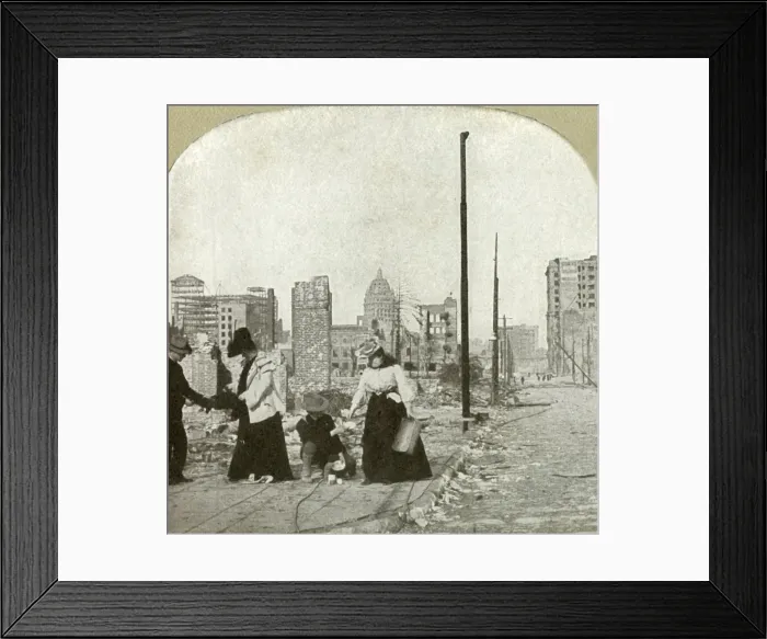 Framed Print : Looking east from corner Ellis and Jones - Tall building, The San Francisco Call, 1906 Framed Print : Looking east from corner Ellis and Jones - Tall building, The San Francisco Call, 1906