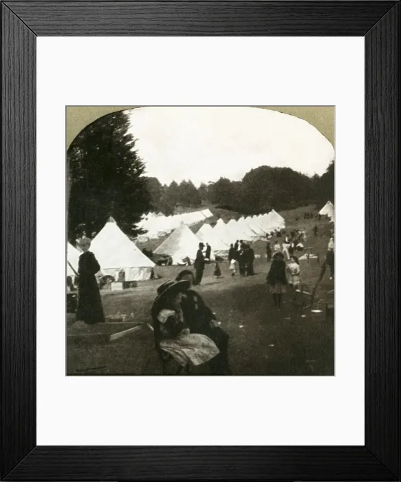 Framed Print : Refugees camp at ball grounds in Golden Gate Park, 1906. Creator: Unknown Framed Print : Refugees camp at ball grounds in Golden Gate Park, 1906. Creator: Unknown