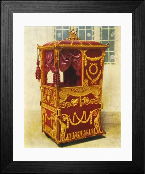 Framed Print : Queen Charlottes Sedan Chair, 1938. Creator: Unknown Framed Print : Queen Charlottes Sedan Chair, 1938. Creator: Unknown