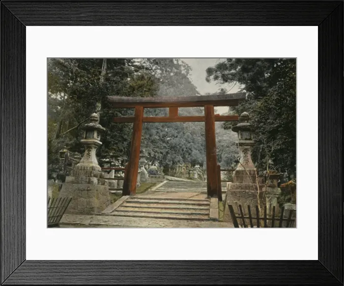 Framed Print : Tori D Un Temple Shinto, (Tori at a Shinto Temple), 1900. Creator: Unknown Framed Print : Tori D Un Temple Shinto, (Tori at a Shinto Temple), 1900. Creator: Unknown