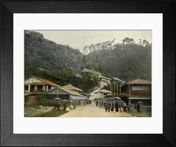 Framed Print : Une Rue A Nunobiki, Pres De Kobe, (A Road in Nunobiki, near Kobe), 1900. Creator: Unknown Framed Print : Une Rue A Nunobiki, Pres De Kobe, (A Road in Nunobiki, near Kobe), 1900. Creator: Unknown