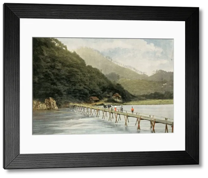 Framed Print : Passerelle Sur La Riviere D Arakawa, (Footbridge over the Arakawa River), 1900 Framed Print : Passerelle Sur La Riviere D Arakawa, (Footbridge over the Arakawa River), 1900