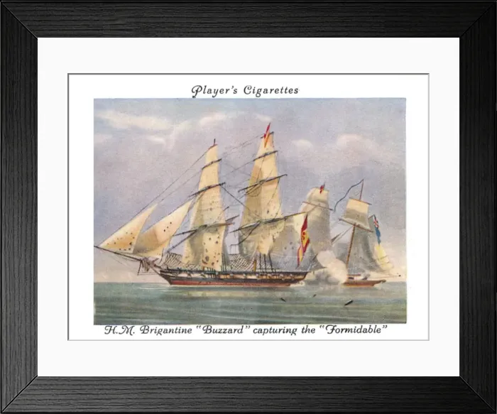 Framed Print : H. M. Brigantine Buzzard capturing the Formidable, 1936. Creator: Unknown Framed Print : H. M. Brigantine Buzzard capturing the Formidable, 1936. Creator: Unknown