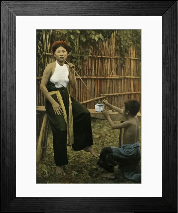 Framed Print : Femme Fumant De L Opium, (Woman Smoking Opium), 1900. Creator: Unknown Framed Print : Femme Fumant De L Opium, (Woman Smoking Opium), 1900. Creator: Unknown