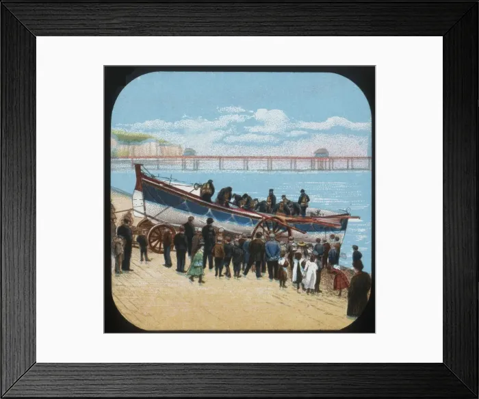 Framed Print : Launching the Life-boat, c1900. Creator: Unknown Framed Print : Launching the Life-boat, c1900. Creator: Unknown
