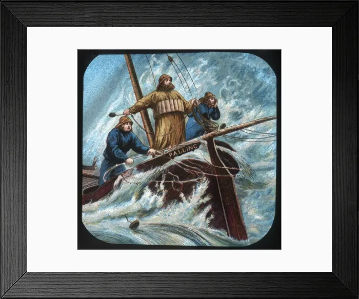 Framed Print : Palling Boat: Throwing the life-line, c1900. Creator: Unknown Framed Print : Palling Boat: Throwing the life-line, c1900. Creator: Unknown