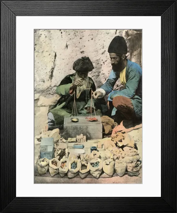 Framed Print : Teheran. Epicier Droguiste Sur La Place Royale, (Apothecary on the Royal Square), 1900 Framed Print : Teheran. Epicier Droguiste Sur La Place Royale, (Apothecary on the Royal Square), 1900