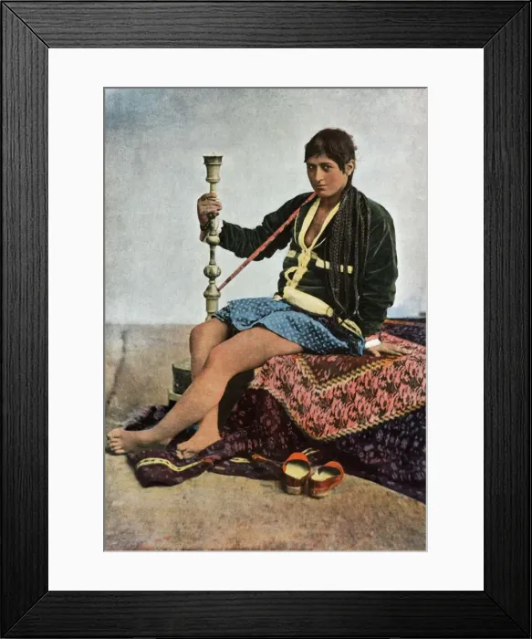 Framed Print : Persane Fumant Le Kalgan, (Persian woman smoking in Kalgan), 1900. Creator: Unknown Framed Print : Persane Fumant Le Kalgan, (Persian woman smoking in Kalgan), 1900. Creator: Unknown