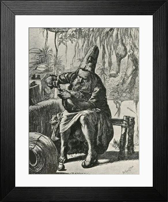 Framed Print : The Dervise Plucks the Hairs from the Cats Tail, 1906. Creator: Dalziel Brothers Framed Print : The Dervise Plucks the Hairs from the Cats Tail, 1906. Creator: Dalziel Brothers