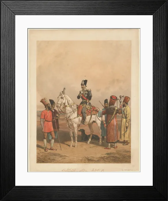 Framed Print : Nasser al-Din Shah Qajar (1831-1896), Shahanshah of Persia, c. 1850. Artist: Anonymous Framed Print : Nasser al-Din Shah Qajar (1831-1896), Shahanshah of Persia, c. 1850. Artist: Anonymous