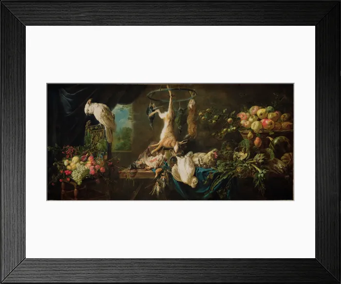 Framed Print : Still Life with Game, Vegetables, Fruit and Cockatoo, 1650. Artist: Utrecht, Adriaen van Framed Print : Still Life with Game, Vegetables, Fruit and Cockatoo, 1650. Artist: Utrecht, Adriaen van