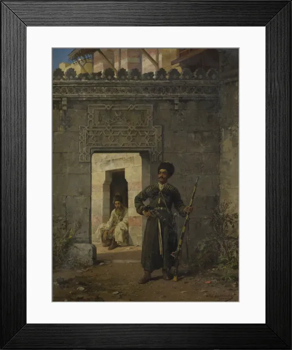 Framed Print : The Circassian guards, 1880. Artist: Khlebovsky, Stanislav (1835-1884) Framed Print : The Circassian guards, 1880. Artist: Khlebovsky, Stanislav (1835-1884)