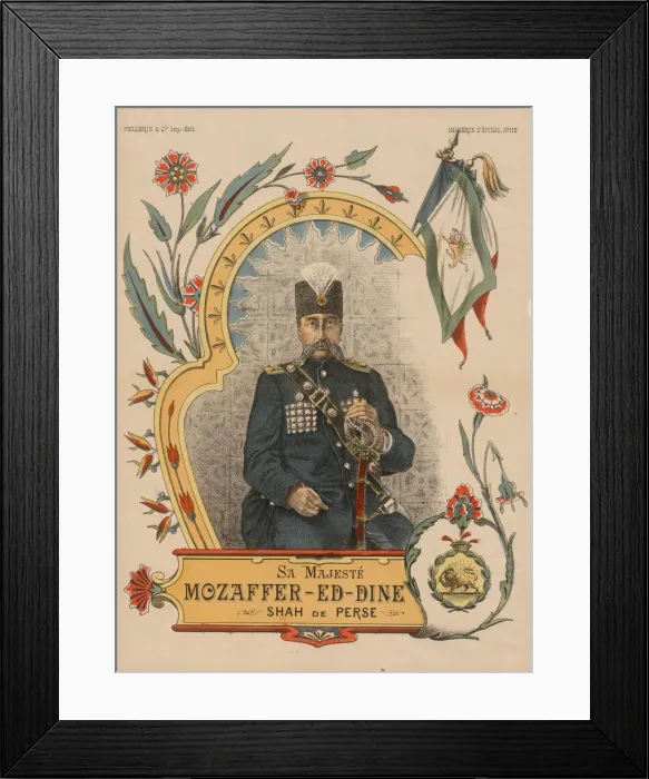 Framed Print : Mozaffar ad-Din Shah Qajar (1853-1907), Shahanshah of Persia, 1896. Artist: Anonymous Framed Print : Mozaffar ad-Din Shah Qajar (1853-1907), Shahanshah of Persia, 1896. Artist: Anonymous