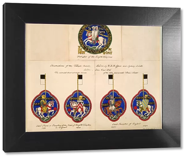 Knights Templar Seals of 1180, 1203, 1224, 1234, 1845. Artist: Essex, Richard Hamilton