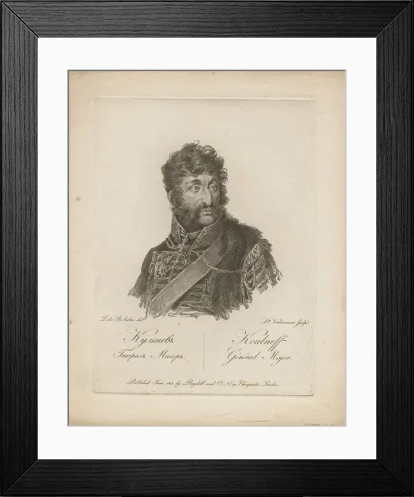 Framed Print : Yakov Petrovich Kulnev (1763-1812), 1813. Artist: Vendramini, Francesco (1780-1856) Framed Print : Yakov Petrovich Kulnev (1763-1812), 1813. Artist: Vendramini, Francesco (1780-1856)