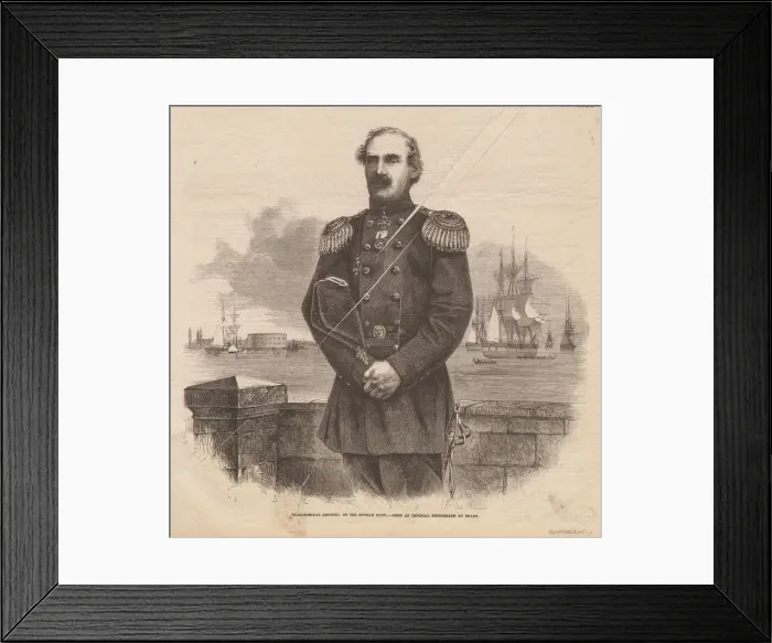Framed Print : Admiral Stepan Stepanovich Lesovsky (1816-1866), 1863. Artist: Anonymous Framed Print : Admiral Stepan Stepanovich Lesovsky (1816-1866), 1863. Artist: Anonymous