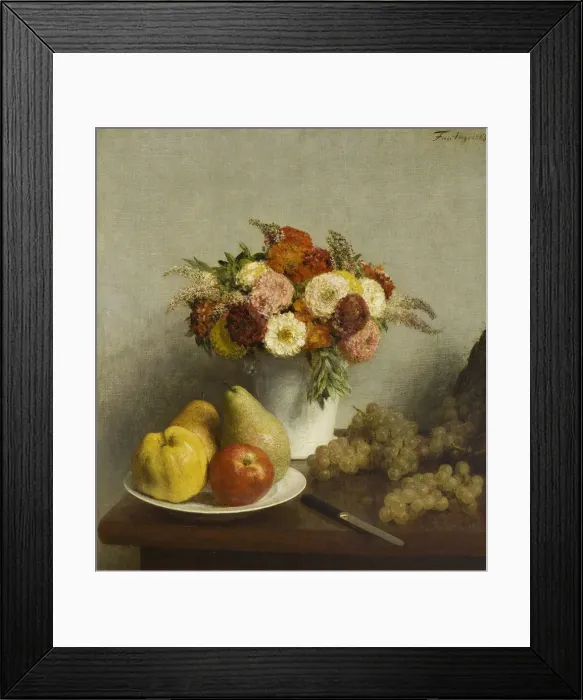 Framed Print : Flowers and Fruit, 1865. Artist: Fantin-Latour, Henri (1836-1904) Framed Print : Flowers and Fruit, 1865. Artist: Fantin-Latour, Henri (1836-1904)